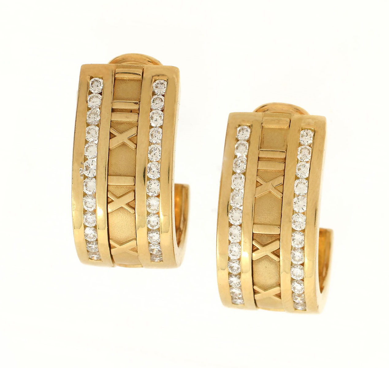 Appraisal: K CTW DIAMOND TIFFANY ATLAS CURVED EARRINGS K yellow gold