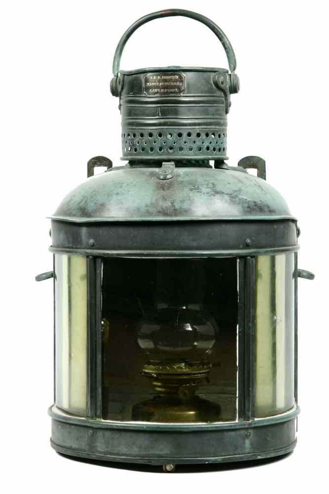 Appraisal: SHIP'S LANTERN - Heavy Bronze Half Round Ship's Lantern with