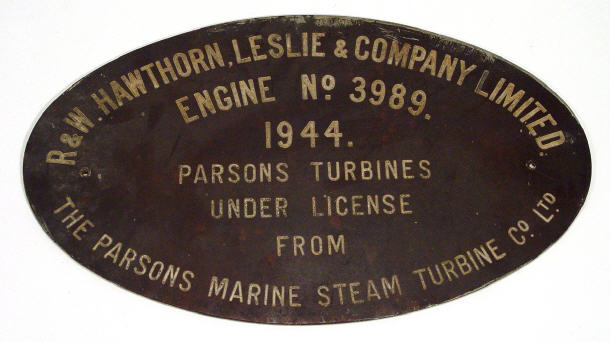 Appraisal: Oval Bakelite marine steam turbine engine plaque dated cm in