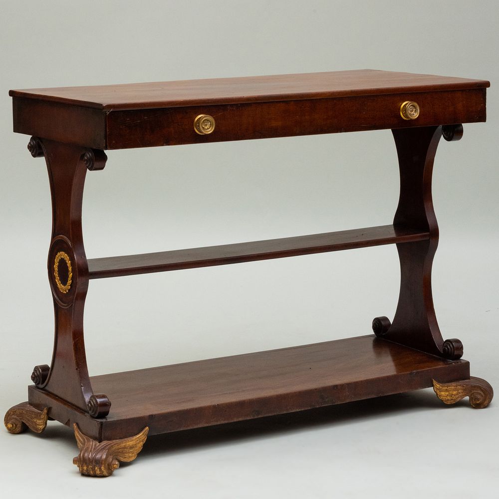 Appraisal: Regency Gilt-Metal-Mounted Mahogany Table stamped Wilkinson Ludgate Hill Fitted with