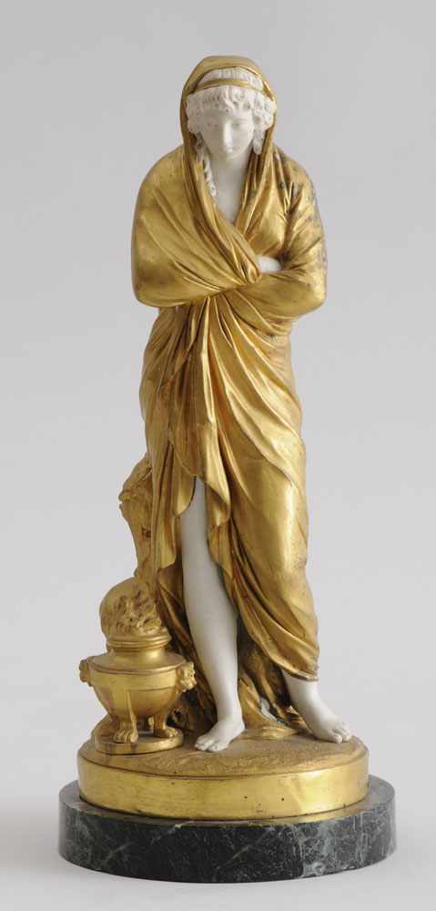 Appraisal: FRENCH GILT AND BISQUE ALLEGORICAL FIGURE OF WINTER