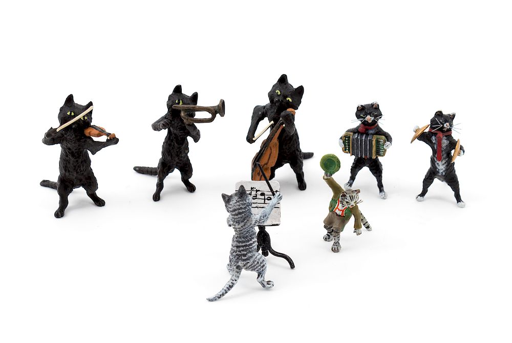 Appraisal: A Group of Vienna Cold Painted Feline Musicians Height of