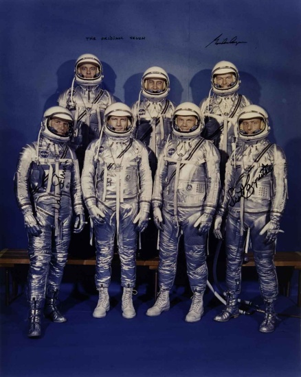 Appraisal: Large color photograph of the Mercury Astronauts The classic image