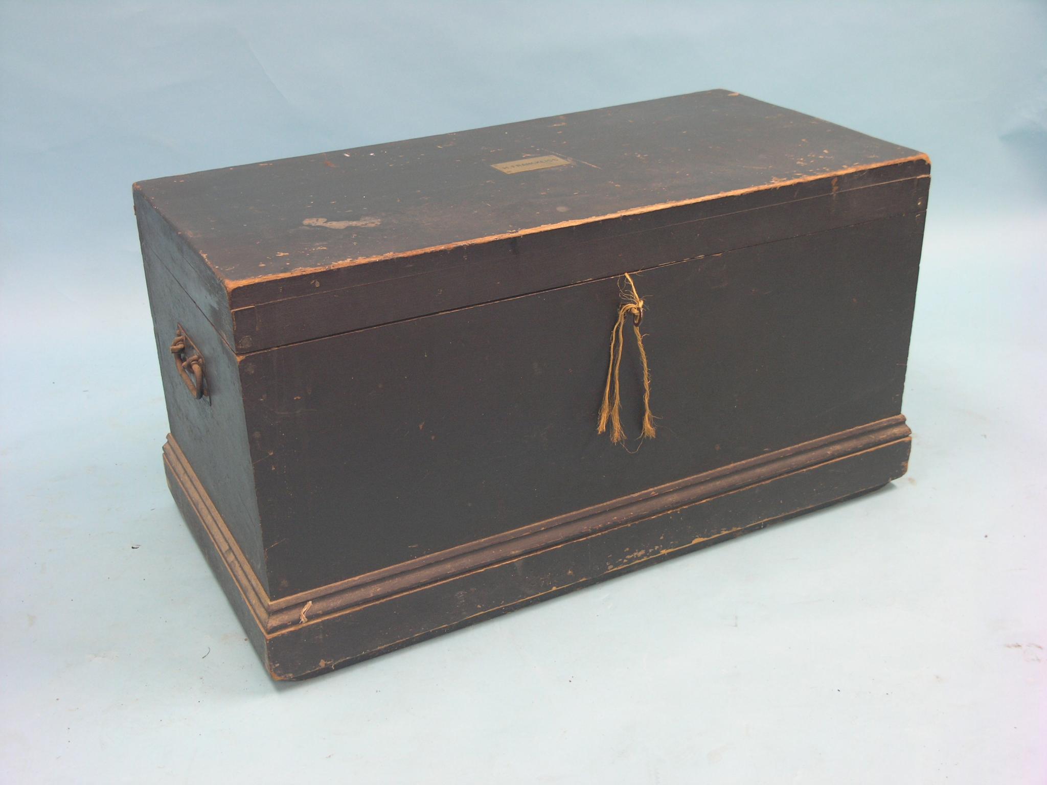 Appraisal: A late th century painted wood trunk with iron side