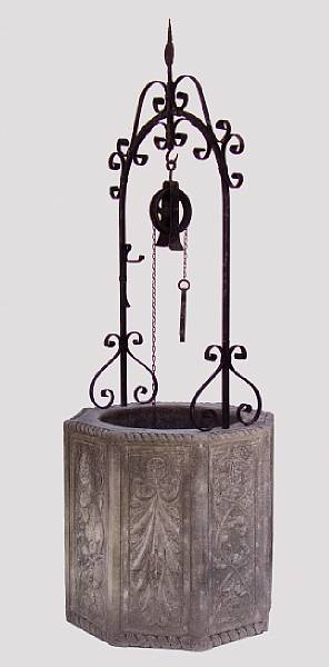 Appraisal: A Renaissance style Vicenza stone and wrought iron wellhead th