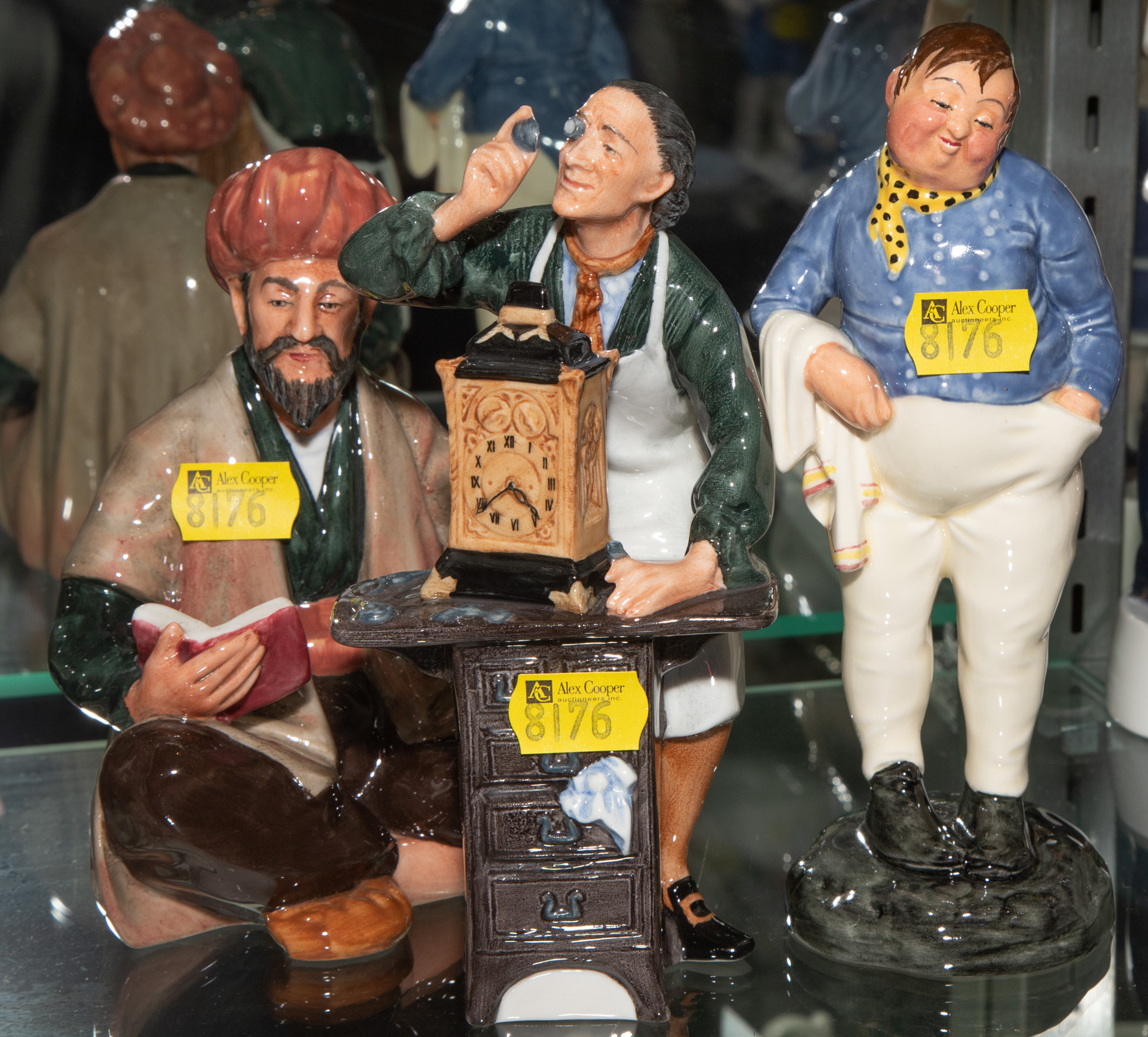 Appraisal: THREE ROYAL DOULTON FIGURES Including The Clockmaker and Fat Boy