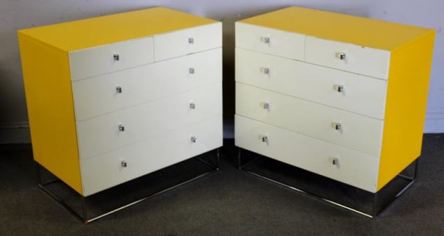 Appraisal: Pair of Midcentury Lacquered and Painted Chests Canadian modern Unmarked