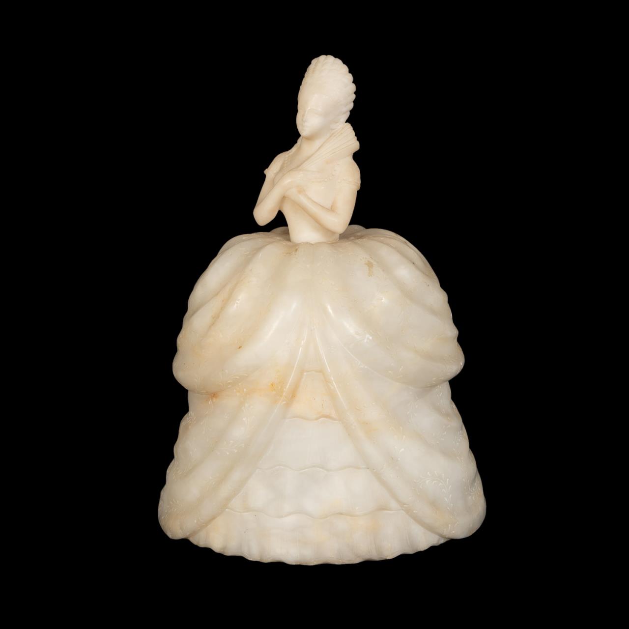 Appraisal: ALABASTER LADY IN LOUIS XVI DRESS BOUDOIR LAMP Carved alabaster