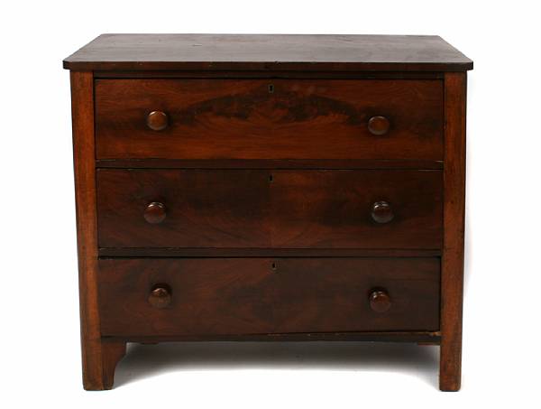 Appraisal: A mahogany chest of drawers height in width in depth