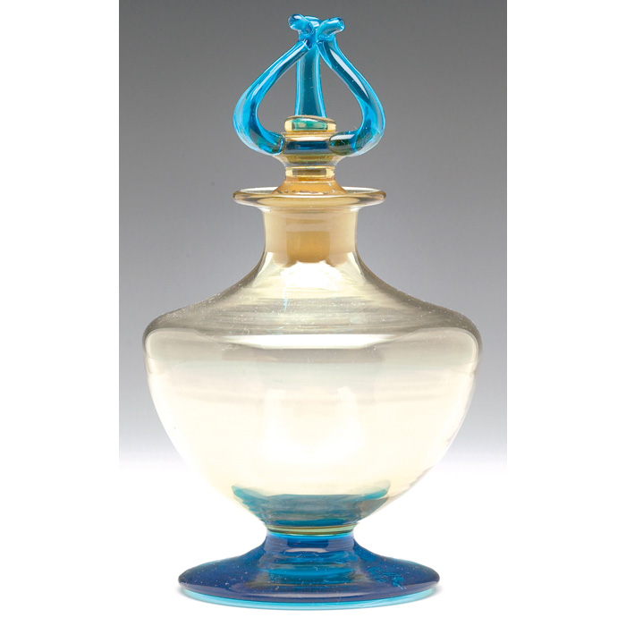 Appraisal: Rare Steuben perfume bottle with stopper shouldered form in topaz