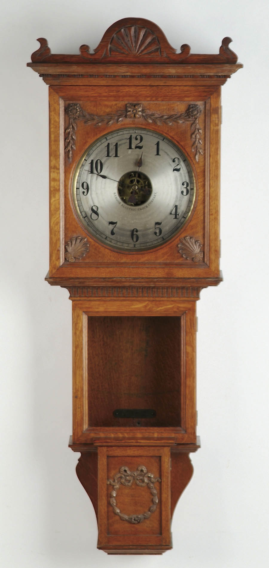 Appraisal: OAK WALL CLOCK BY THE BANGOR ELECTRIC CLOCK COMPANY This