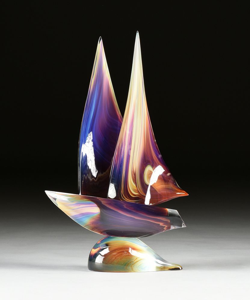 Appraisal: DINO ROSIN Italian b A MURANO ART GLASS SCULPTURE Sailboat