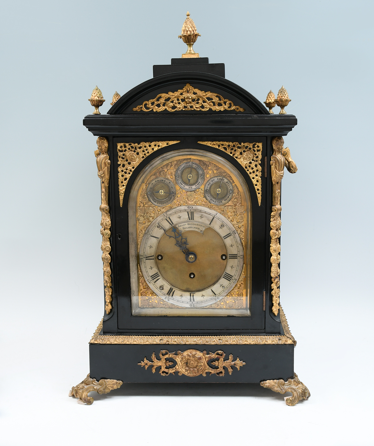 Appraisal: BAILEY BANKS BIDDLE BELL MANTLE CLOCK Circa Pierced Brass Face