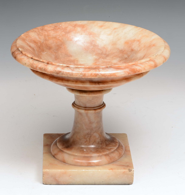 Appraisal: AN ITALIANATE ALABASTER CAMPAGNA URN with natural coloured striations on