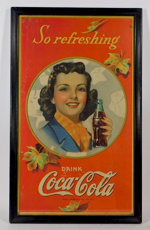 Appraisal: Coca-Cola Cardboard Advertising Sign United States Display sign with woman