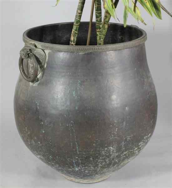 Appraisal: A large Indian bronze planter with serpent handles ft ins