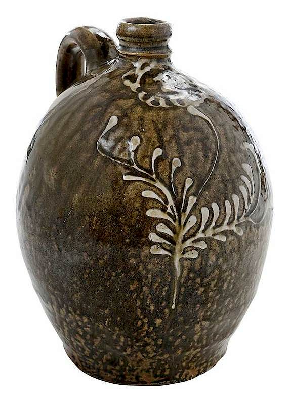 Appraisal: Decorated Edgefield Gallon Jug Collin Rhodes Factory Shaw's Creek Edgefield