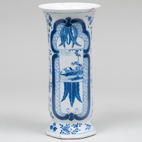 Appraisal: CHINESE BLUE AND WHITE PORCELAIN BEAKER VASEBlue six character mark