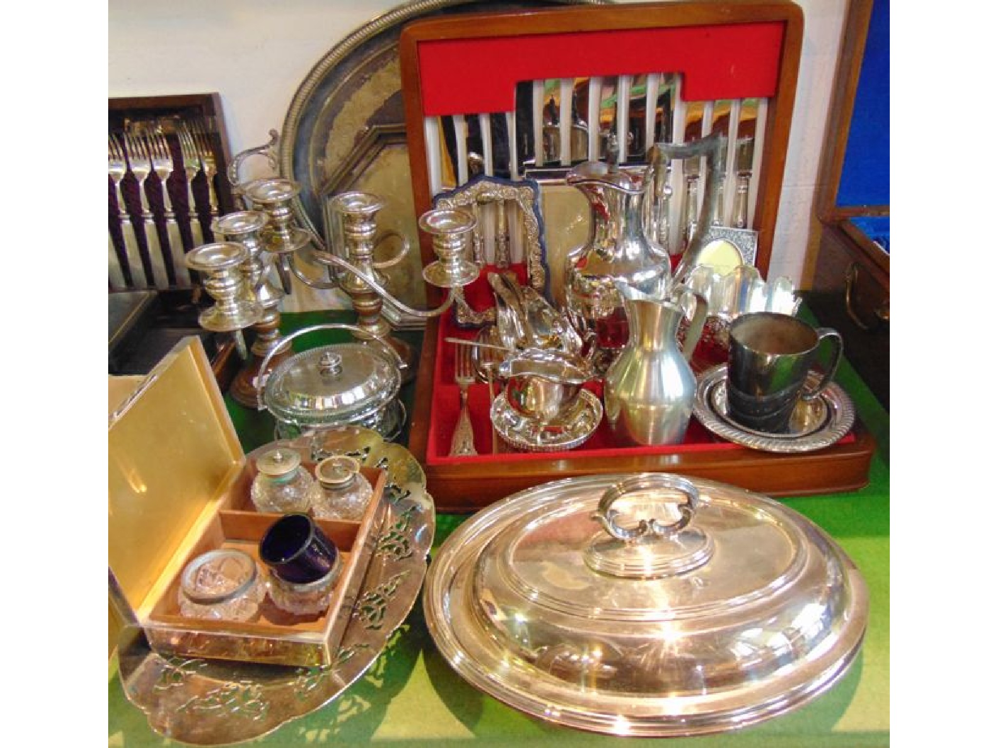 Appraisal: A quantity of plated wares to include a canteen containing