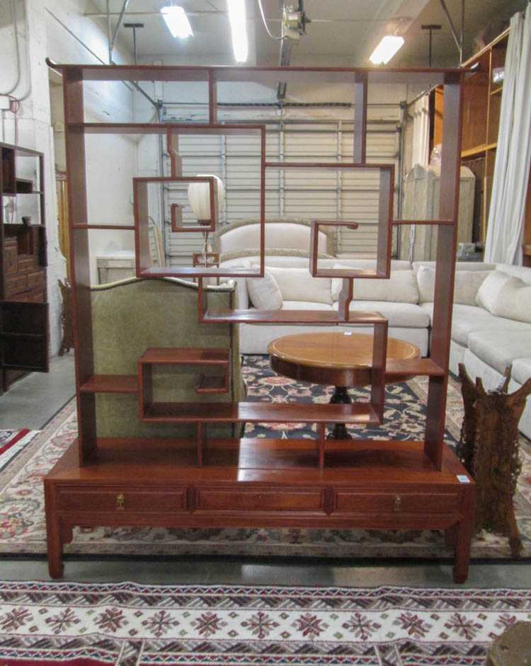 Appraisal: CHINESE ROSEWOOD ETAGERE ON STAND Hong Kong last quarter of