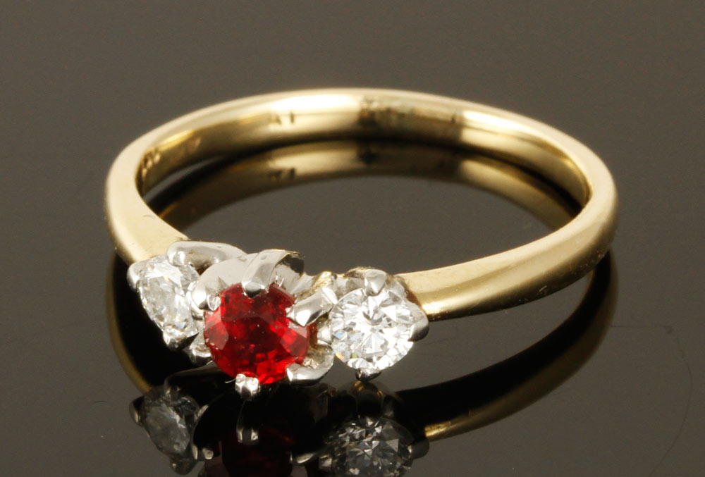 Appraisal: - K Gold Diamond and Natural Ruby Ring K yellow