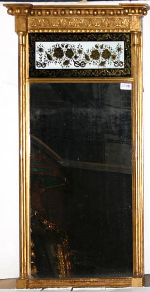 Appraisal: A Regency giltwood and eglomise mirror early th century height