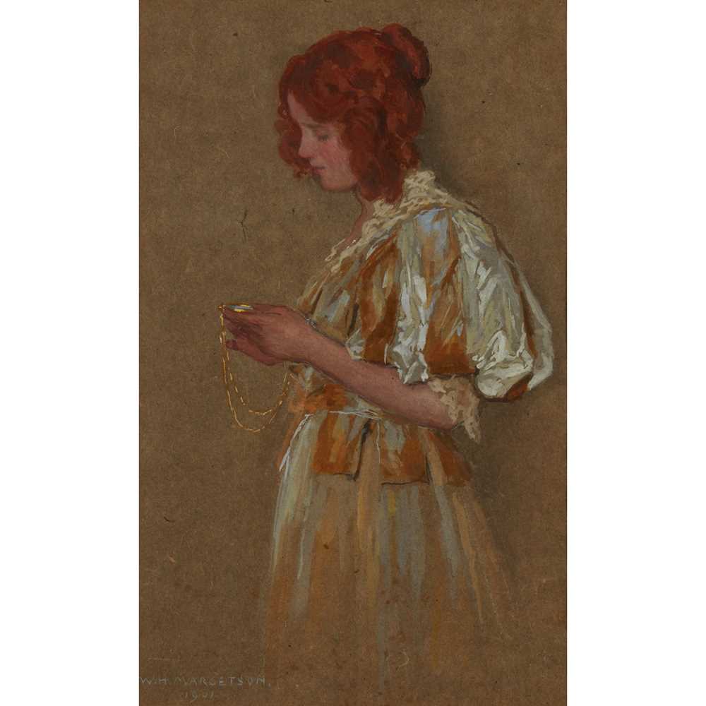 Appraisal: WILLIAM HENRY MARGETSON - THE LOCKET watercolour signed and dated