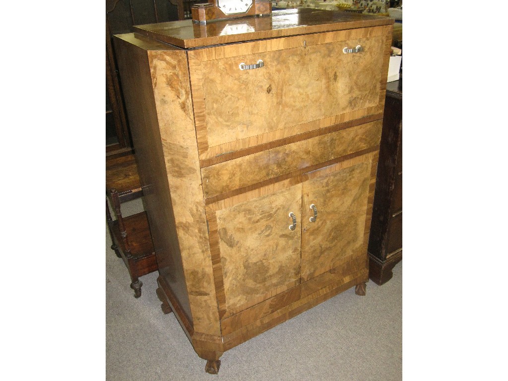 Appraisal: Art Deco walnut cocktail cabinet