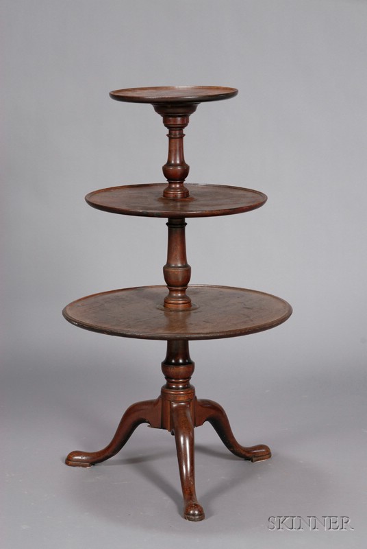 Appraisal: English Mahogany Three-tier Dumbwaiter with three graduated tiers on baluster-form