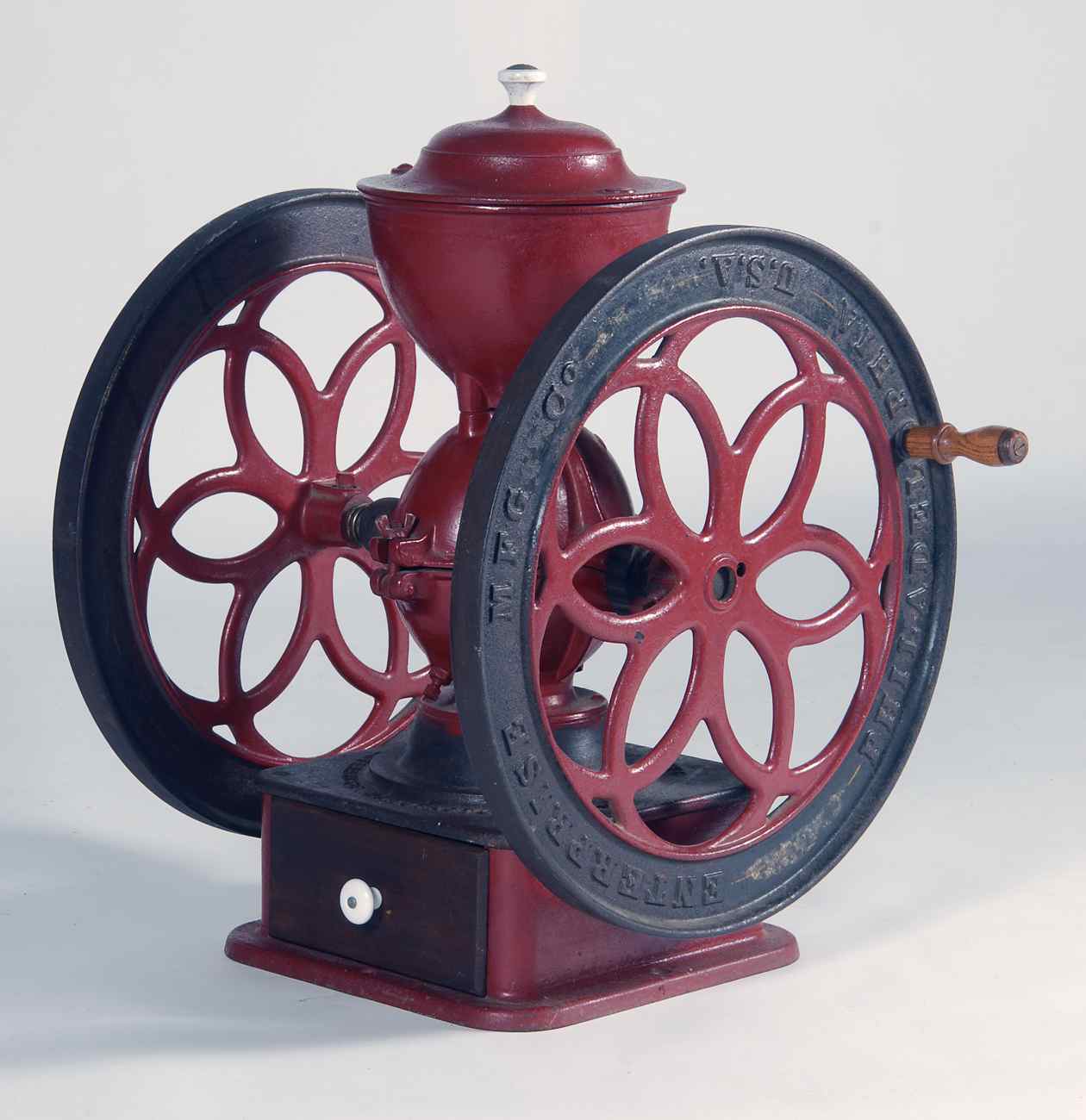 Appraisal: ENTERPRISE MFG CO CAST IRON COFFEE GRINDER In red paint