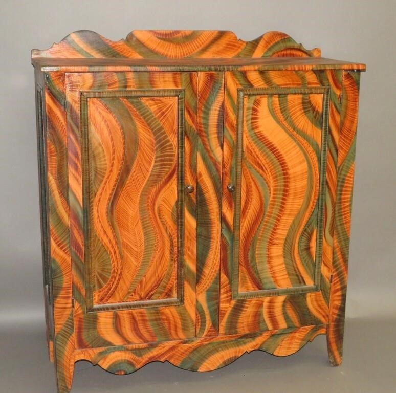 Appraisal: JELLY CUPBOARDca in softwood with a vibrant th century decoration