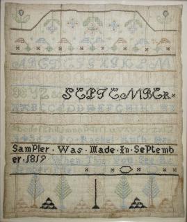 Appraisal: early th c schoolgirl sampler Rachel Rush her sampler was