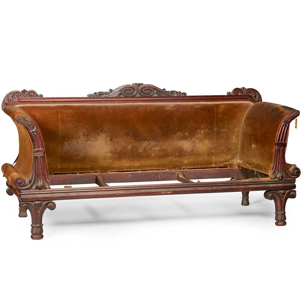 Appraisal: REGENCY MAHOGANY SOFA POSSIBLY IRISH EARLY TH CENTURY the low