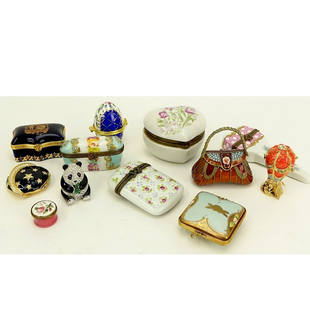 Appraisal: Twelve Miniature Porcelain and Enamel Boxes Twelve Miniature Porcelain and