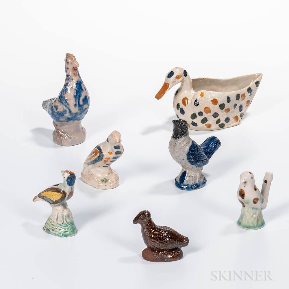 Appraisal: Seven Pottery Bird Figures Seven Pottery Bird Figures th th