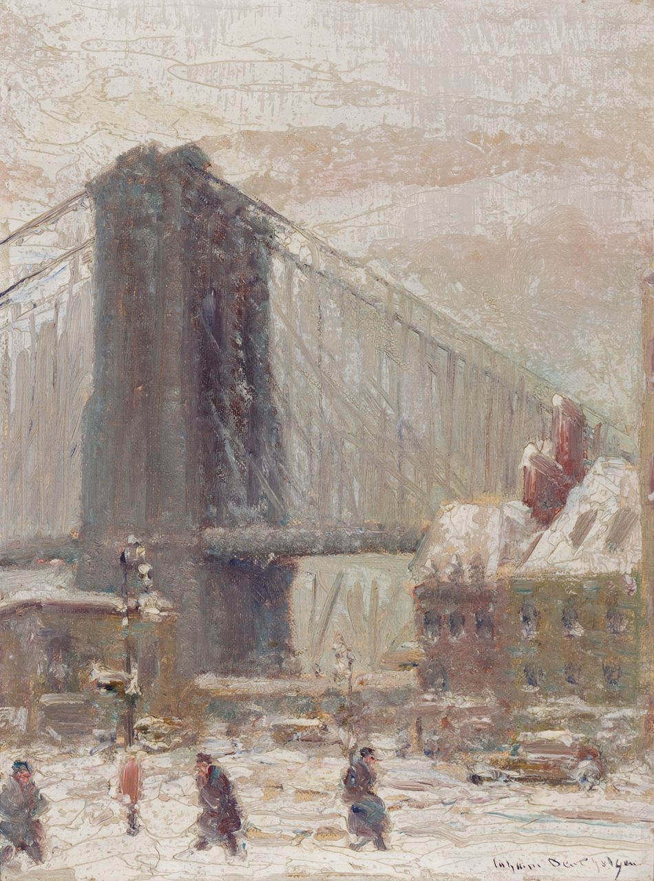 Appraisal: JOHANN BERTHELSEN American - Brooklyn Bridge oil on board signed