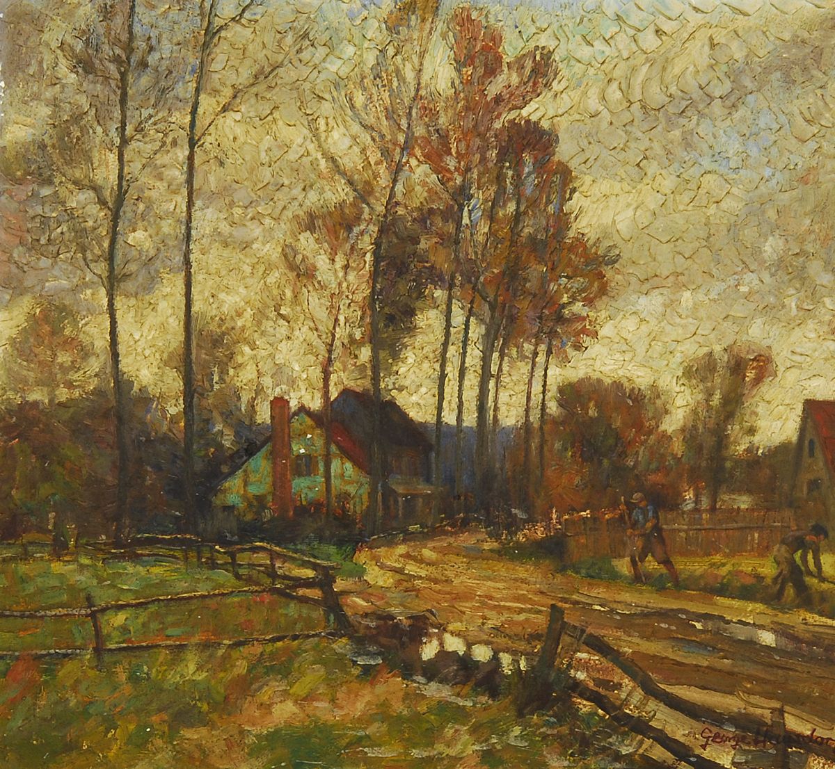 Appraisal: GEORGE HAUSDORFAmerican - House in a landscape Signed lower right