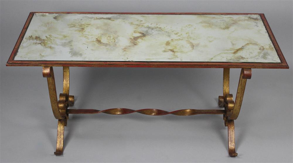 Appraisal: ITALIAN ROCOCO STYLE GILT WROUGHT IRON COFFEE TABLE with a