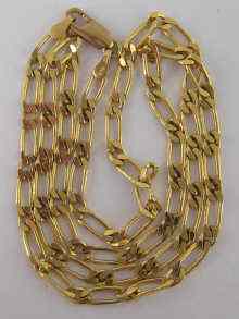 Appraisal: A carat gold flat link chain approx cm