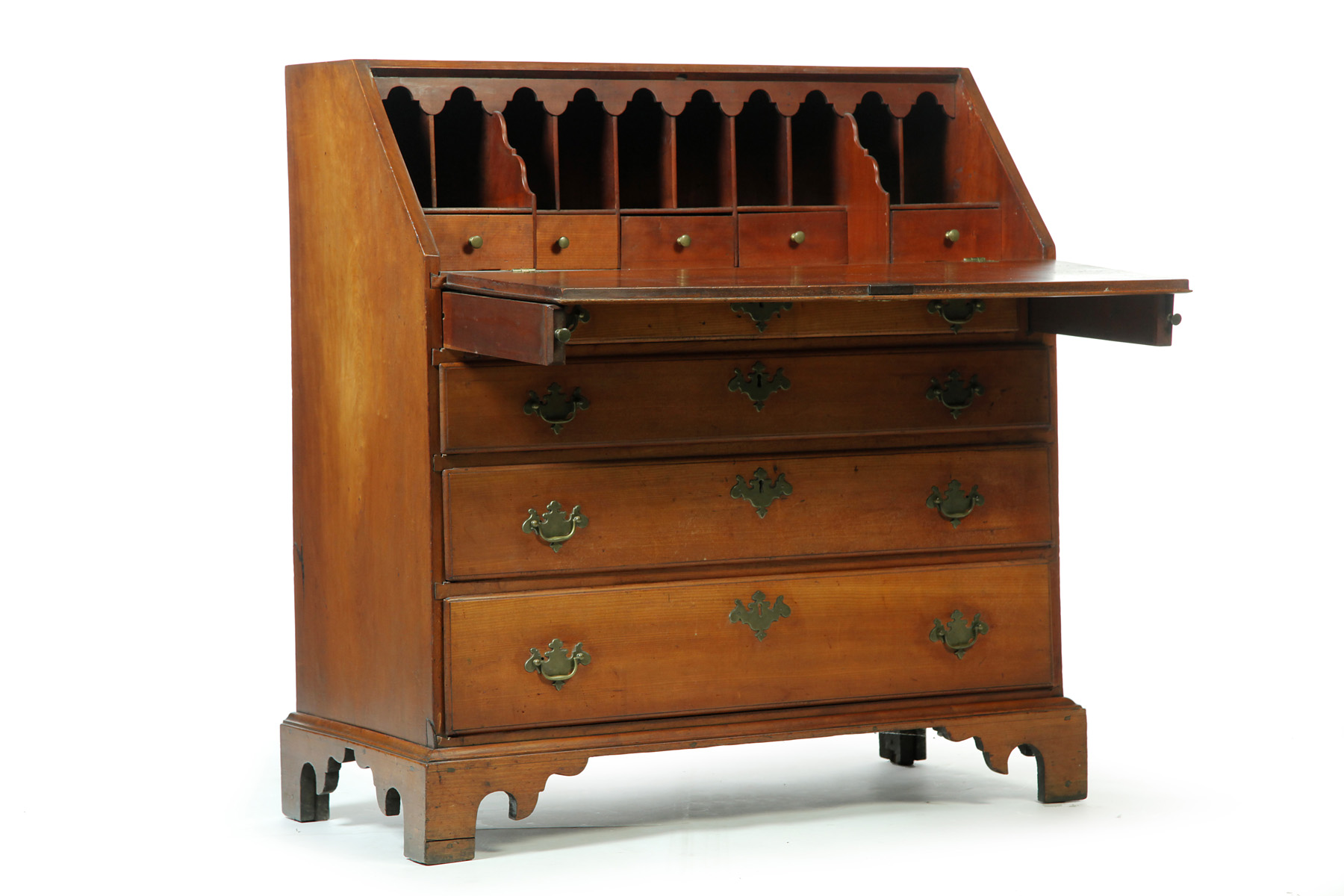 Appraisal: AMERICAN CHIPPENDALE SLANT FRONT DESK Nineteenth century cherry with pine