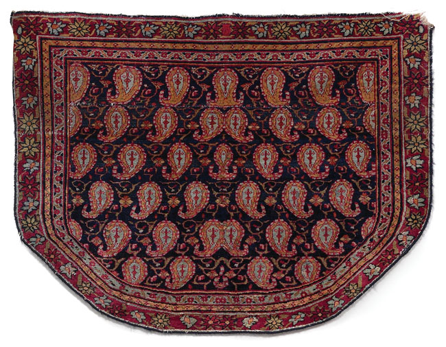 Appraisal: Persian saddle cover c paisley design on a navy blue