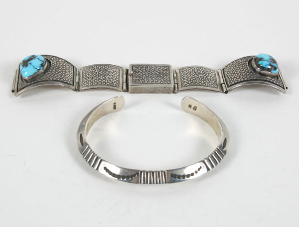 Appraisal: Native American sterling watch band and bracelet the watch band