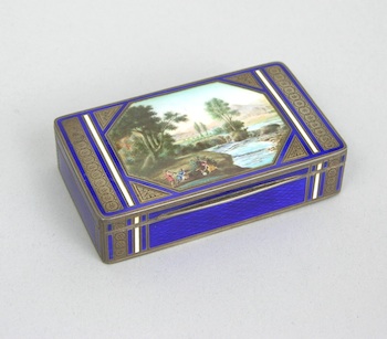 Appraisal: An Enameled Snuff Box A snuff box with hinged lid