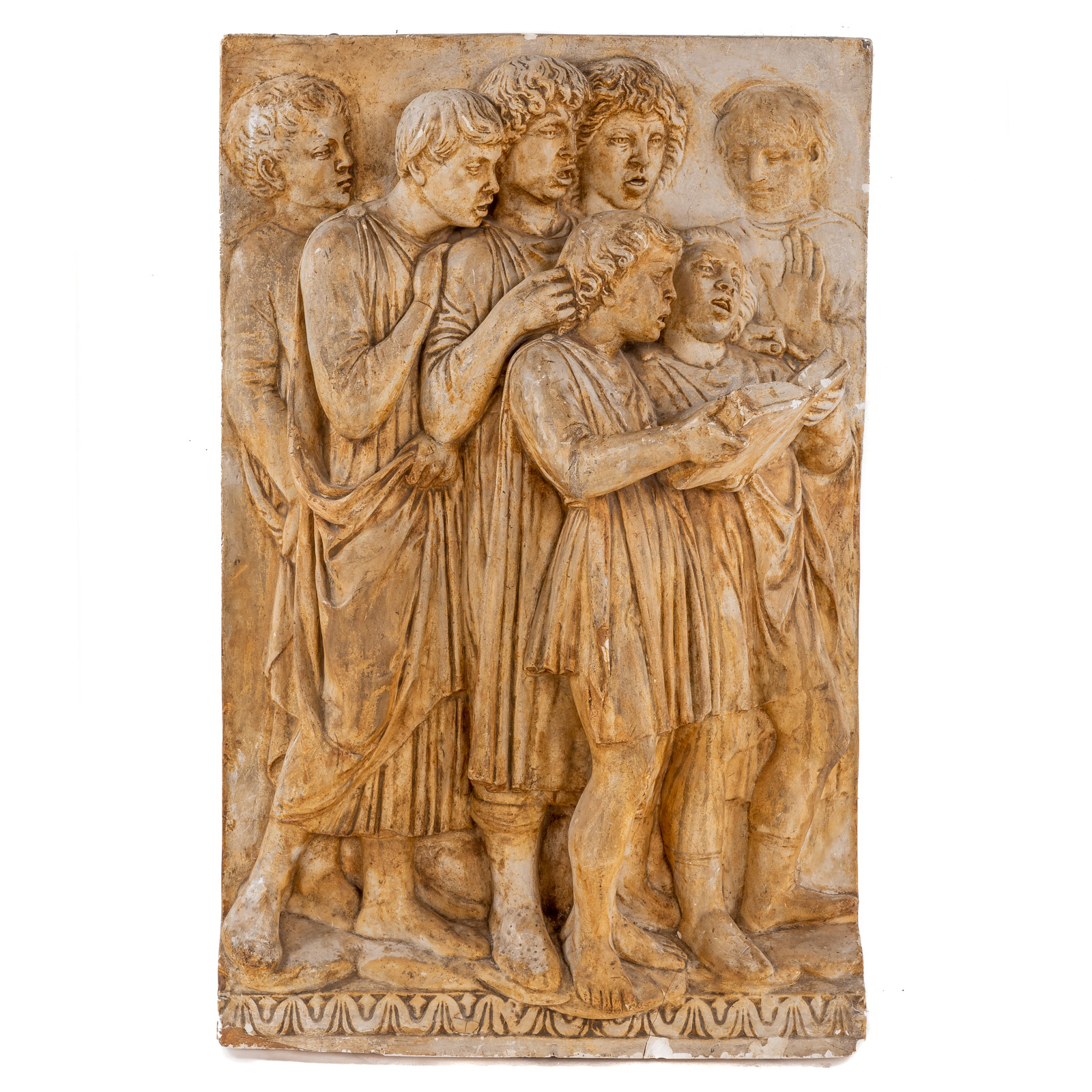 Appraisal: AFTER LUCCA DELLA ROBBIA CANTORIA PLASTER RELIEF Painted plaster relief