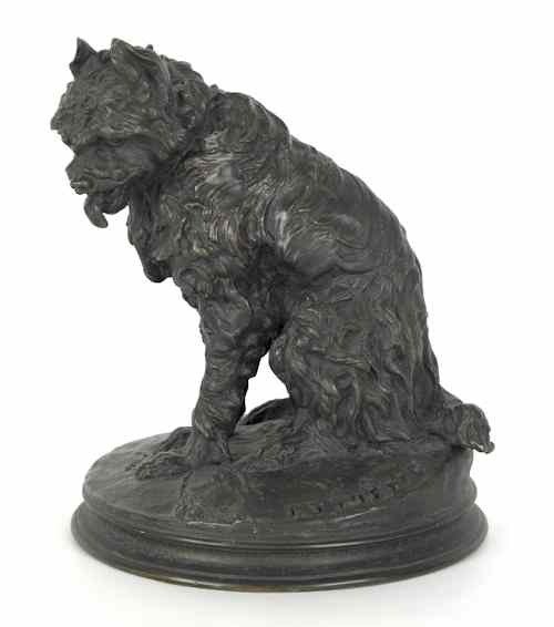 Appraisal: Pierre Jules Mene French - bronze figure of a dog