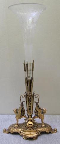 Appraisal: Bronze and Crystal Epergne From a Rye Brook NY estate