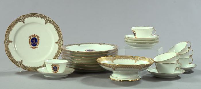 Appraisal: Attractive Twenty-Two-Piece French Porcelain Partial Dessert Service for Eight Persons