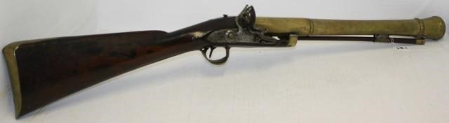 Appraisal: TH C DUBLIN BRASS BARREL BLUNDERBUSS FLINTLOCK SIDE-LOCK IS SIGNED