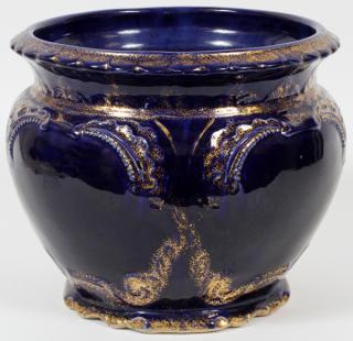 Appraisal: AMERICAN POTTERY COBALT BLUE PLANTER H cobalt blue ground with