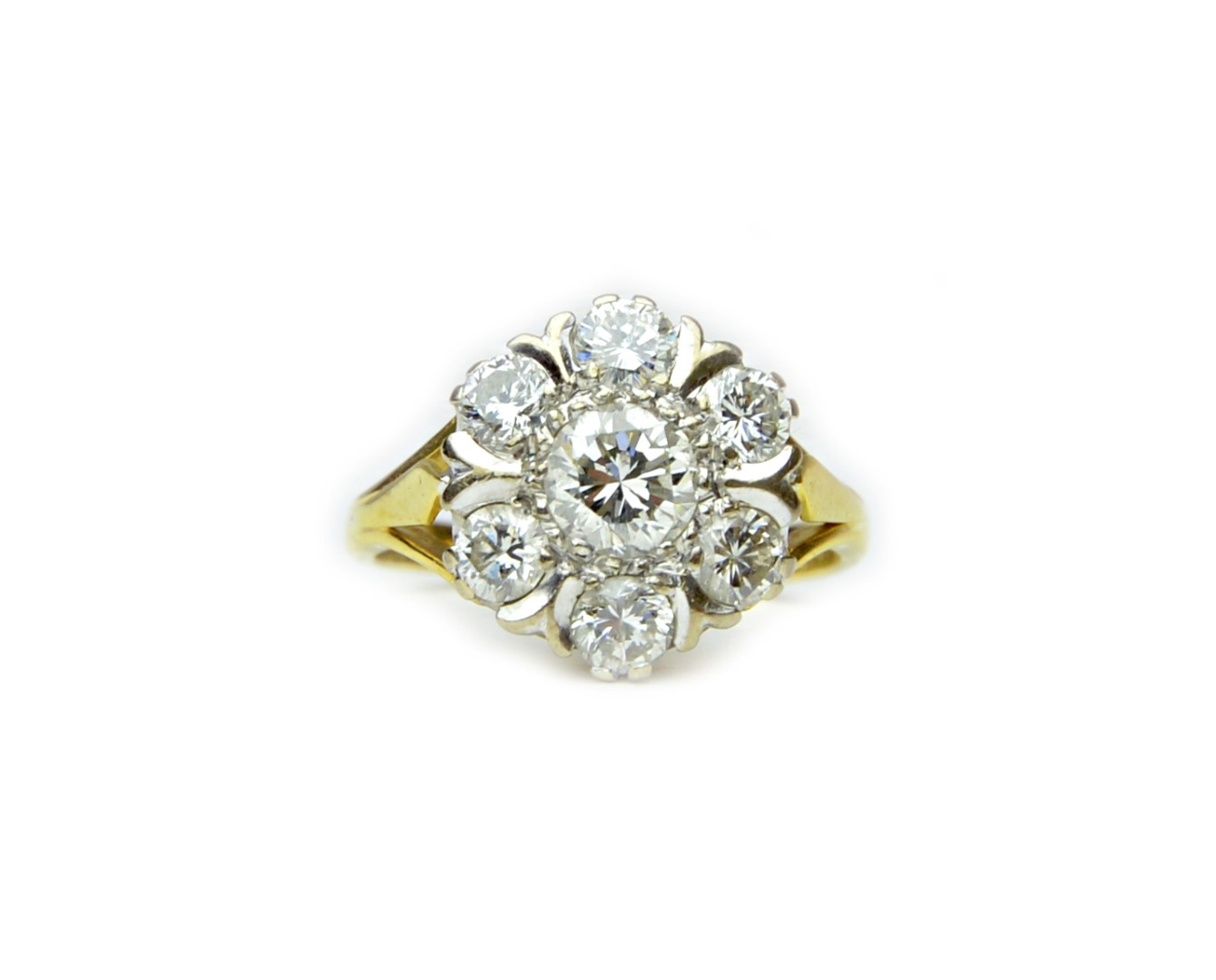 Appraisal: An ct gold and diamond set seven stone cluster ring